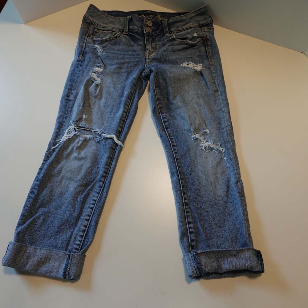American Eagle Outfitters Women's Distressed Cuffed Crop Jeans